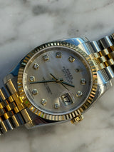 Rolex - Pre-owned Two Tone Yellow Gold Datejust 36 Mother of Pearl (MOP) Diamond Dial 116233
