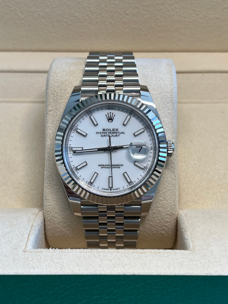 Rolex Watches Rolex Datejust 41 White Dial Fluted Bezel Rolex
