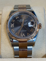 Rolex - Pre-owned Two Tone Rose Gold Datejust 36 Rhodium Diamond VI Dial Oyster Bracelet 126231