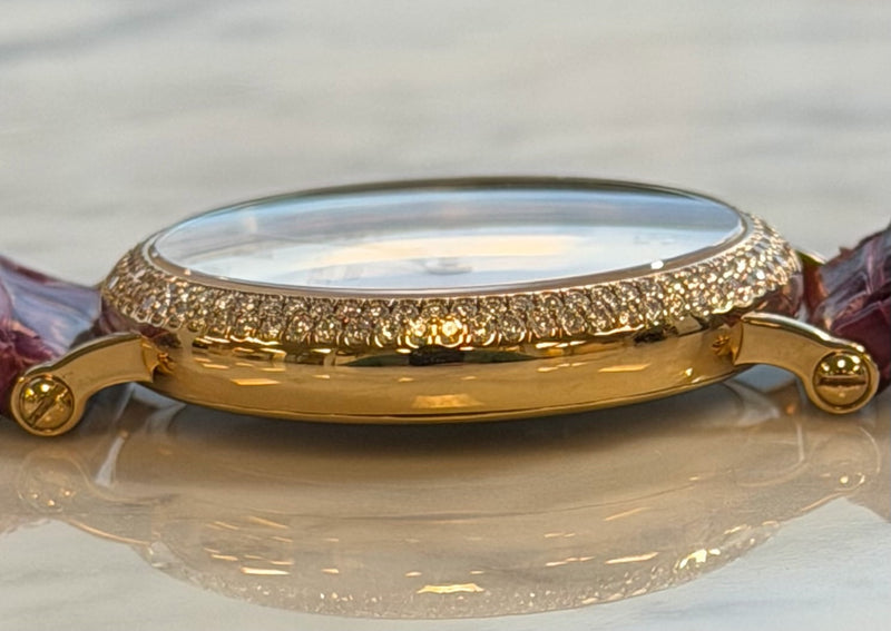 Patek Philippe - Pre-owned Rose Gold Calatrava White Dial Diamond Bezel 7200/200R-001