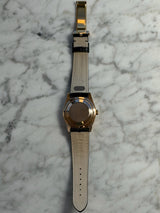 Rolex - Pre-owned Rose Gold Day-Date 36 Silver Dial Leather Strap 118135