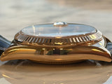 Rolex - Pre-owned Rose Gold Day-Date 36 Silver Dial Leather Strap 118135