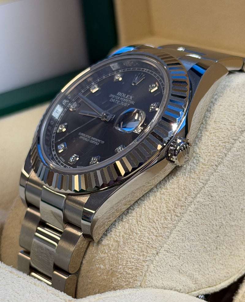 Rolex - Pre-owned Datejust 41 Rhodium Diamond Dial Oyster Bracelet 116334