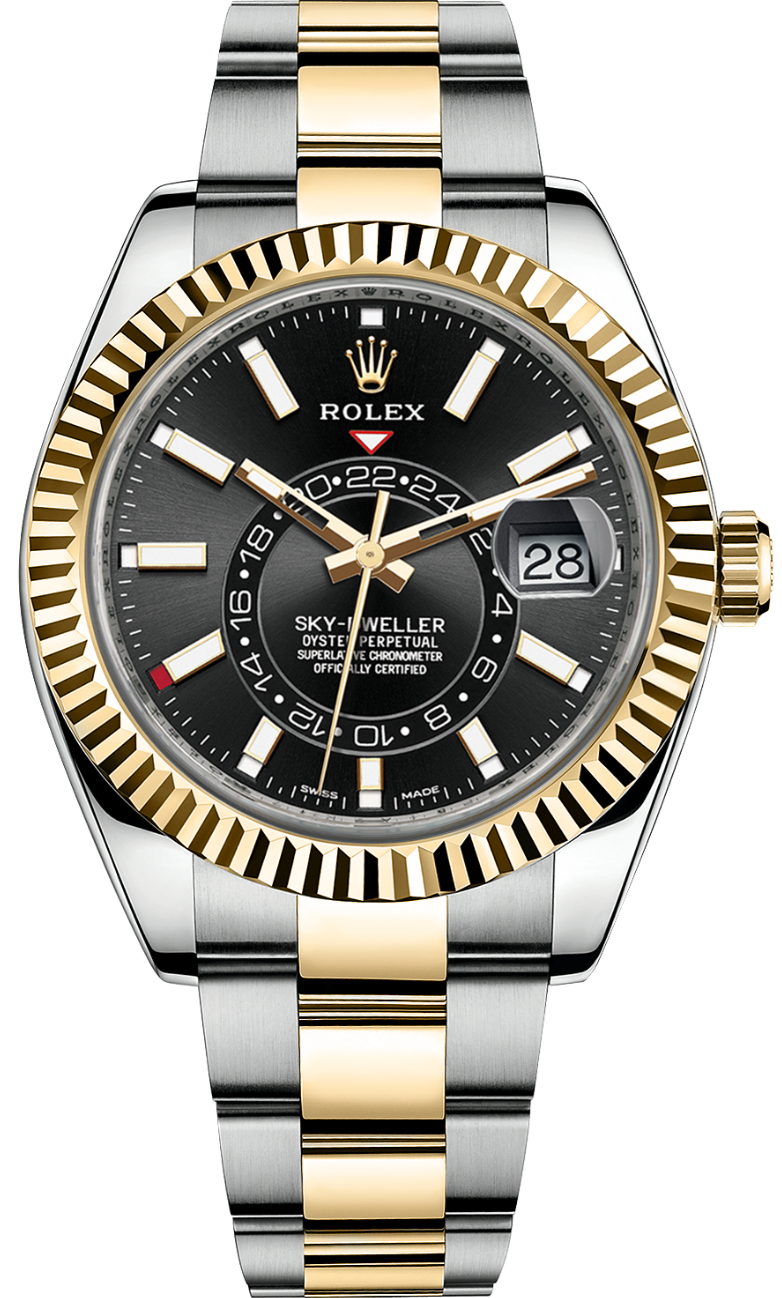 Rolex - Pre-owned Two Tone Sky-Dweller Black Dial 326933