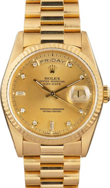 Rolex - Pre-owned Yellow Gold Day-Date 36mm Diamond Champagne Dial 18238