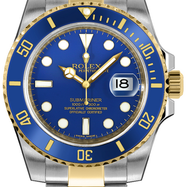Blue and gold rolex submariner price hotsell