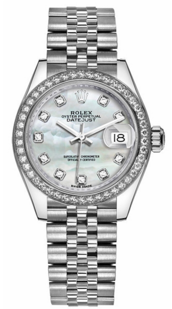 Rolex - Unworn Datejust 28mm Mother of Pearl (MOP) Diamond Dial Jubilee Bracelet Diamond Bezel 279384RBR