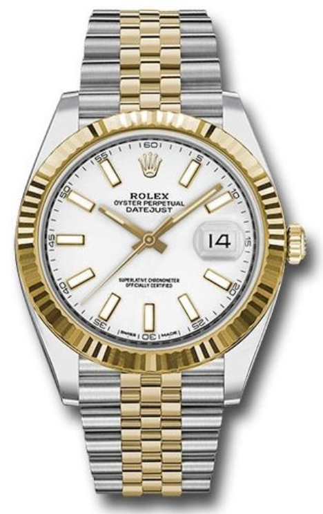 Rolex - Pre-owned Two Tone Yellow Gold Datejust 41mm White Dial 126333