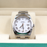 Rolex - Pre-owned  Datejust 41 White Roman Dial on an Oyster Bracelet 126300