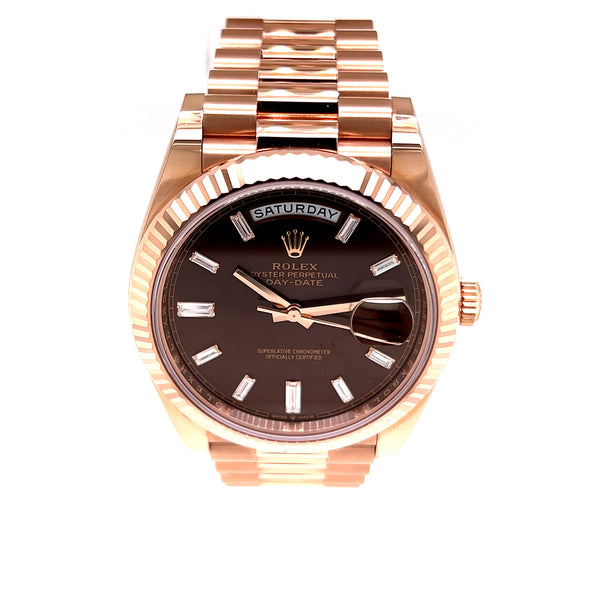 Rolex - Pre-owned Rose Gold Day-Date Presidential Baguette Dial 228235