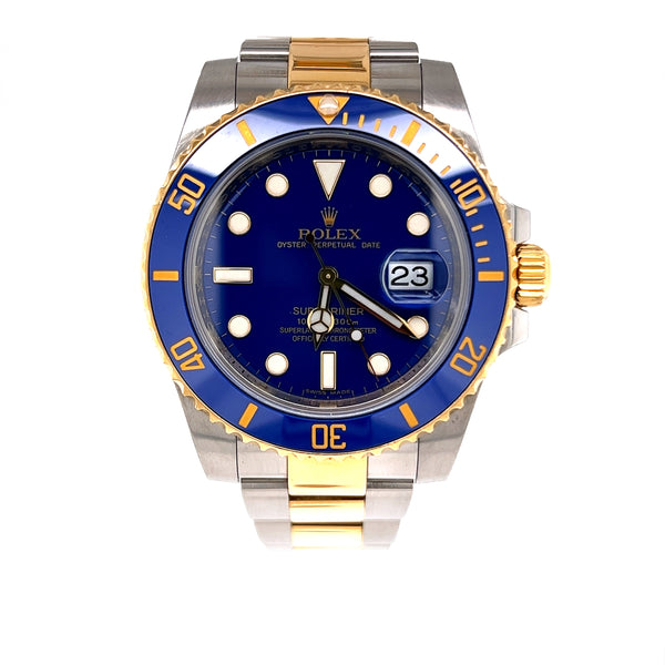 Rolex - Pre-owned Two Tone Yellow Gold Submariner Bluesy 116613