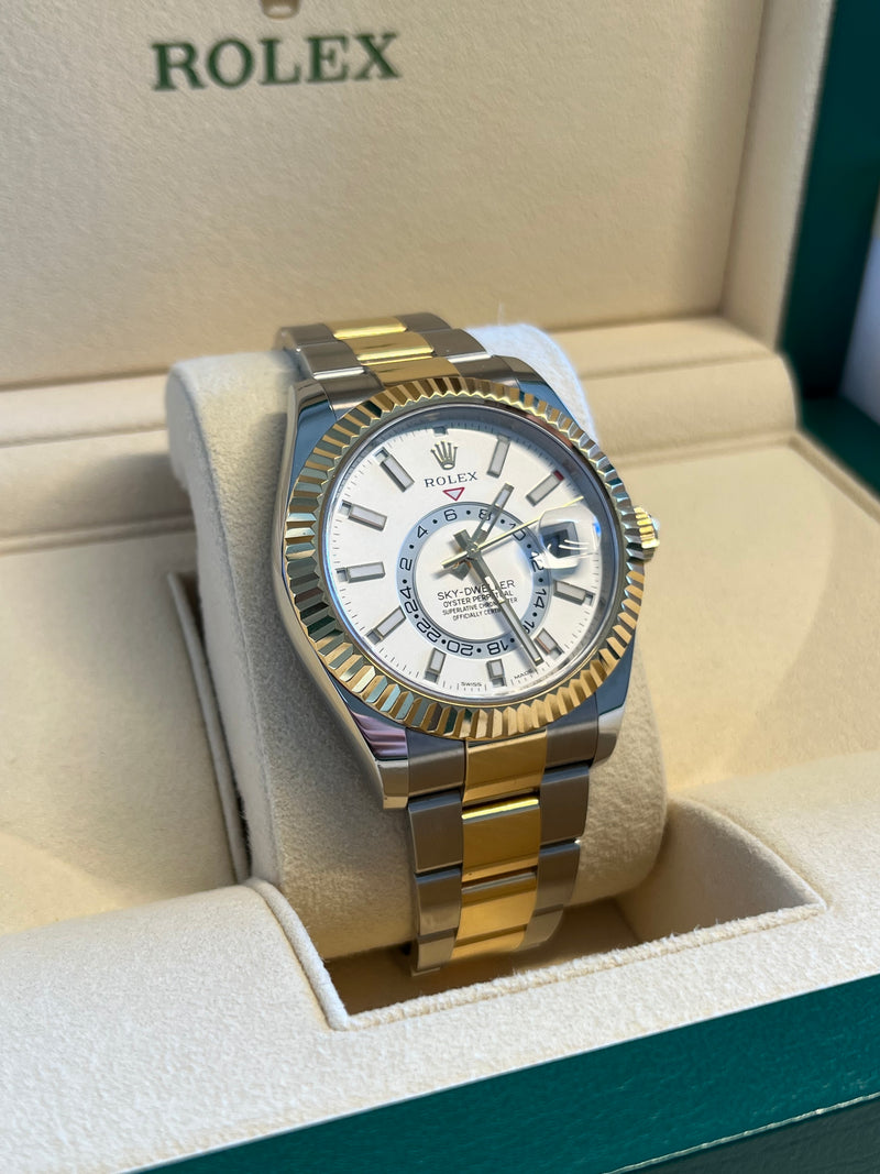 Rolex - Pre-owned Two Tone Sky-Dweller White Dial 326933