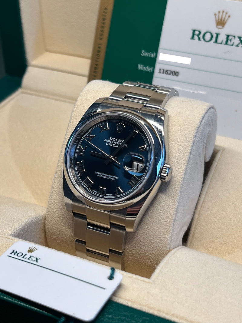 Rolex - Pre-owned Datejust 36mm Blue Roman Dial 116200