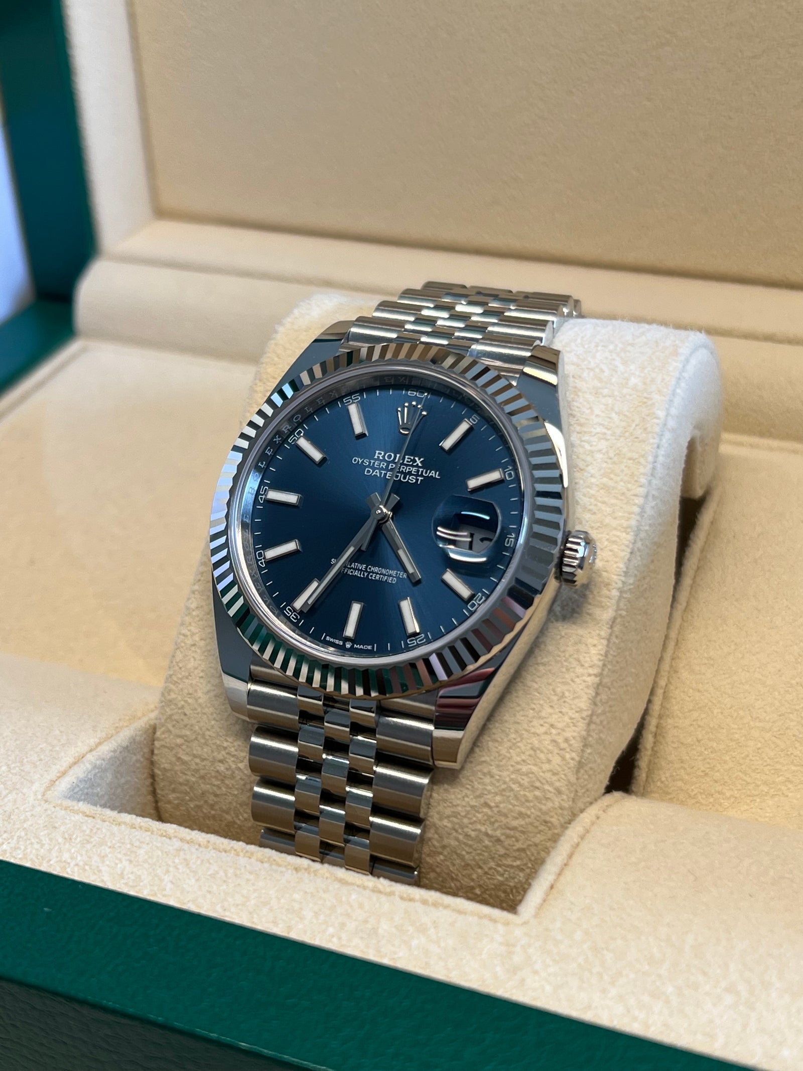 Rolex Unworn Datejust 41mm Blue Index Dial Jubilee Bracelet