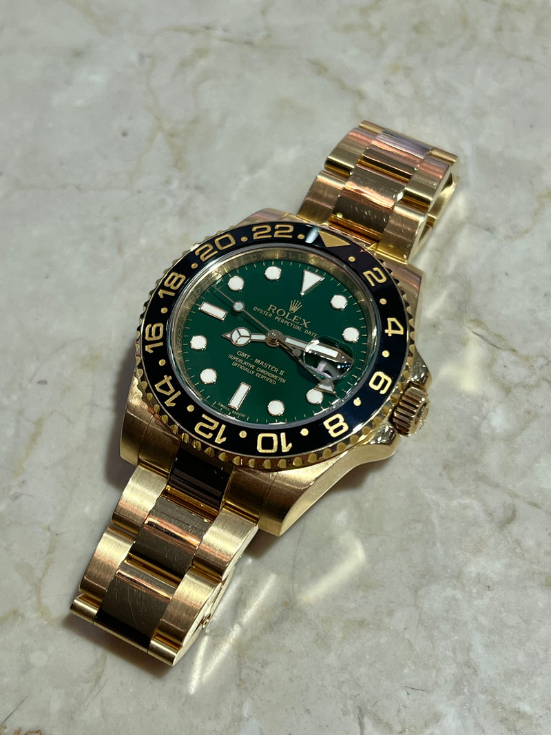 Gmt Master Ii Yellow Gold Green Dial Rolex Pre-owned Yellow Gold
