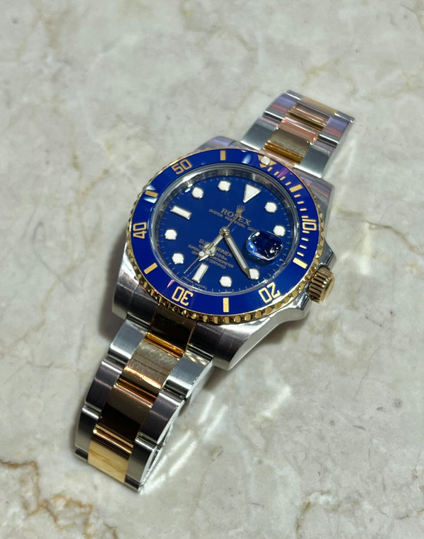 Rolex - Pre-owned Two Tone Yellow Gold Submariner Bluesy 116613