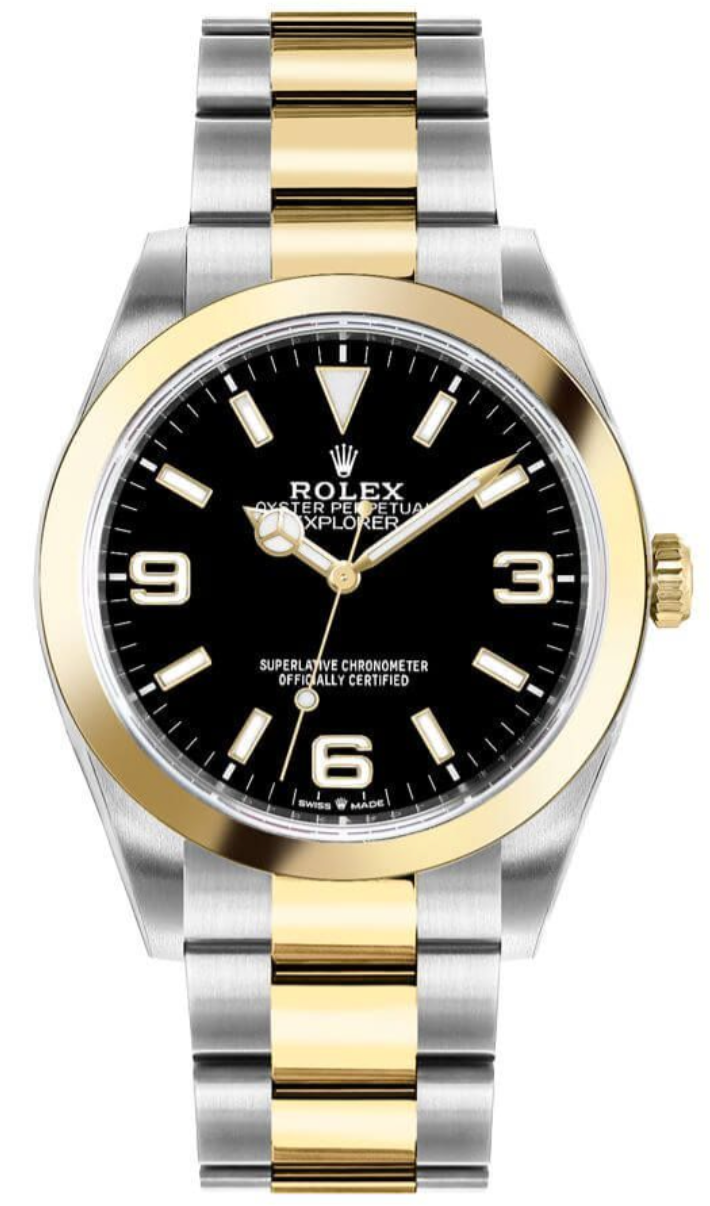 Rolex - Unworn Two Tone Yellow Gold Explorer 36mm Black Dial 124273