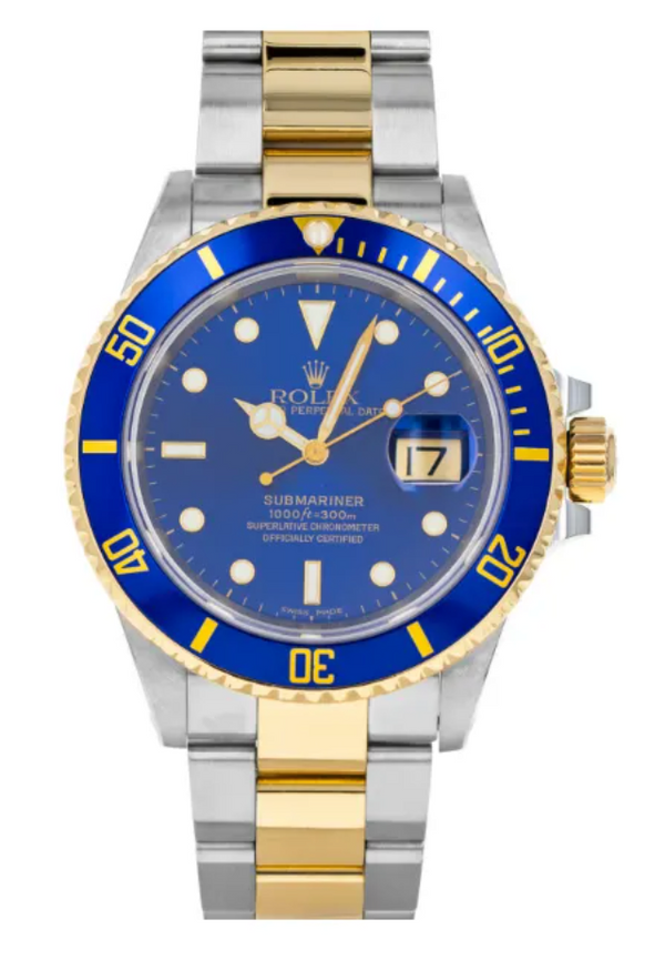 Rolex - Pre-owned Two Tone Yellow Gold Submariner Bluesy 16613