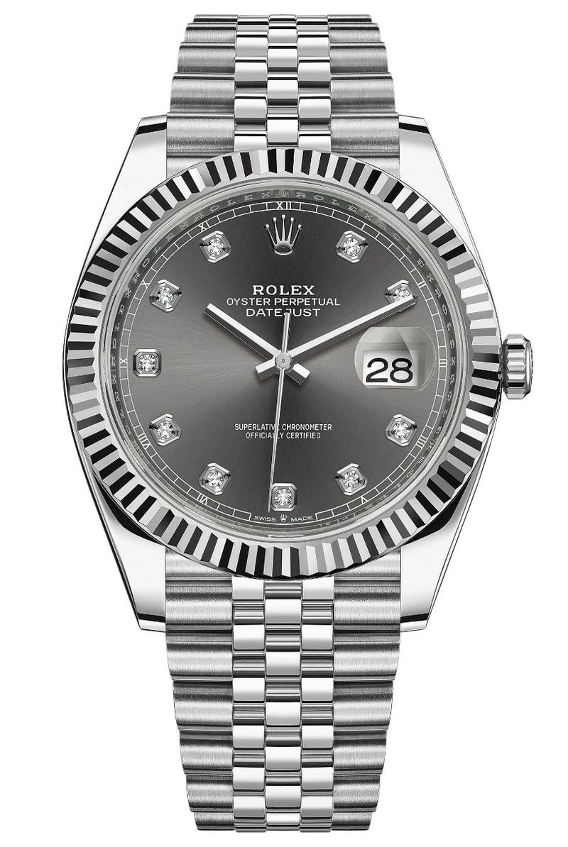 Rolex Unworn Datejust 41mm Grey Diamond Dial Jubilee Bracelet