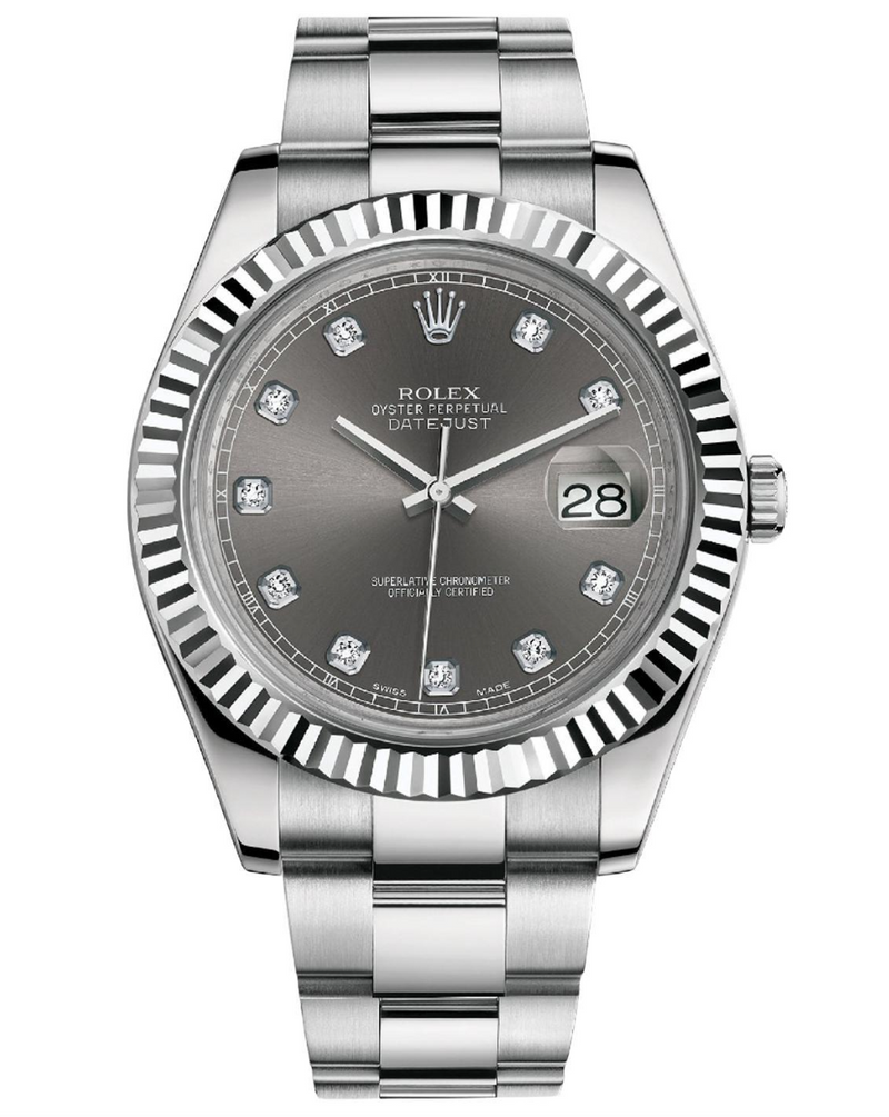 Rolex - Unworn Datejust 41mm Slate/Gray Diamond Dial Oyster Bracelet 126334