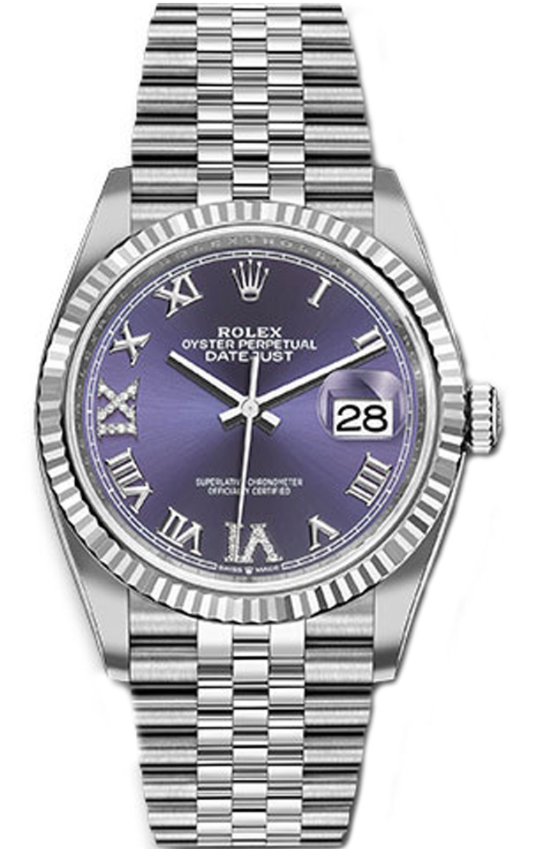 Rolex - Unworn Datejust 36mm Purple Roman Diamond Dial Jubilee Bracelet 126234