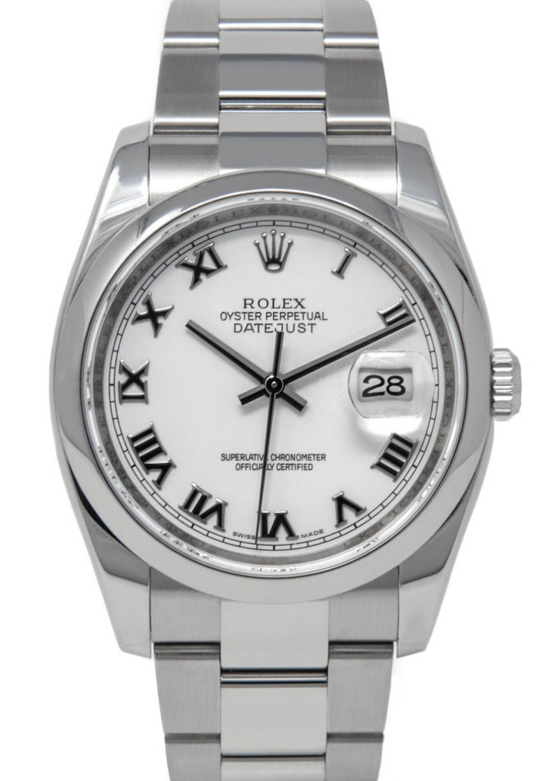 Rolex - Pre-owned Datejust 36mm White Roman Dial 116200