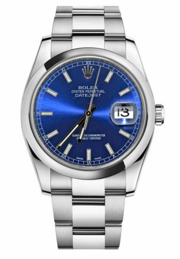 Rolex - Pre-owned Datejust 36mm Blue Stick "Roulette" Dial 116200