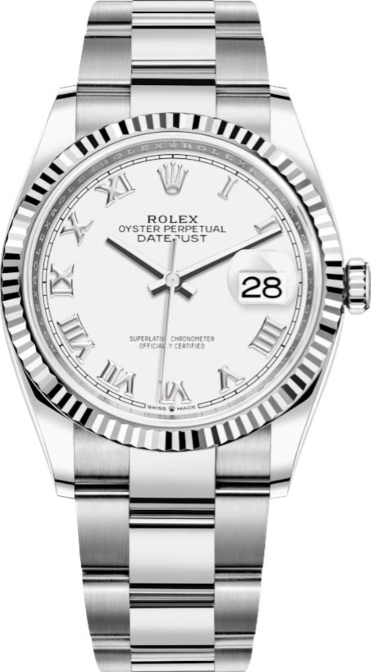 Rolex - Unworn Datejust 36mm White Roman Dial Oyster Bracelet 126234