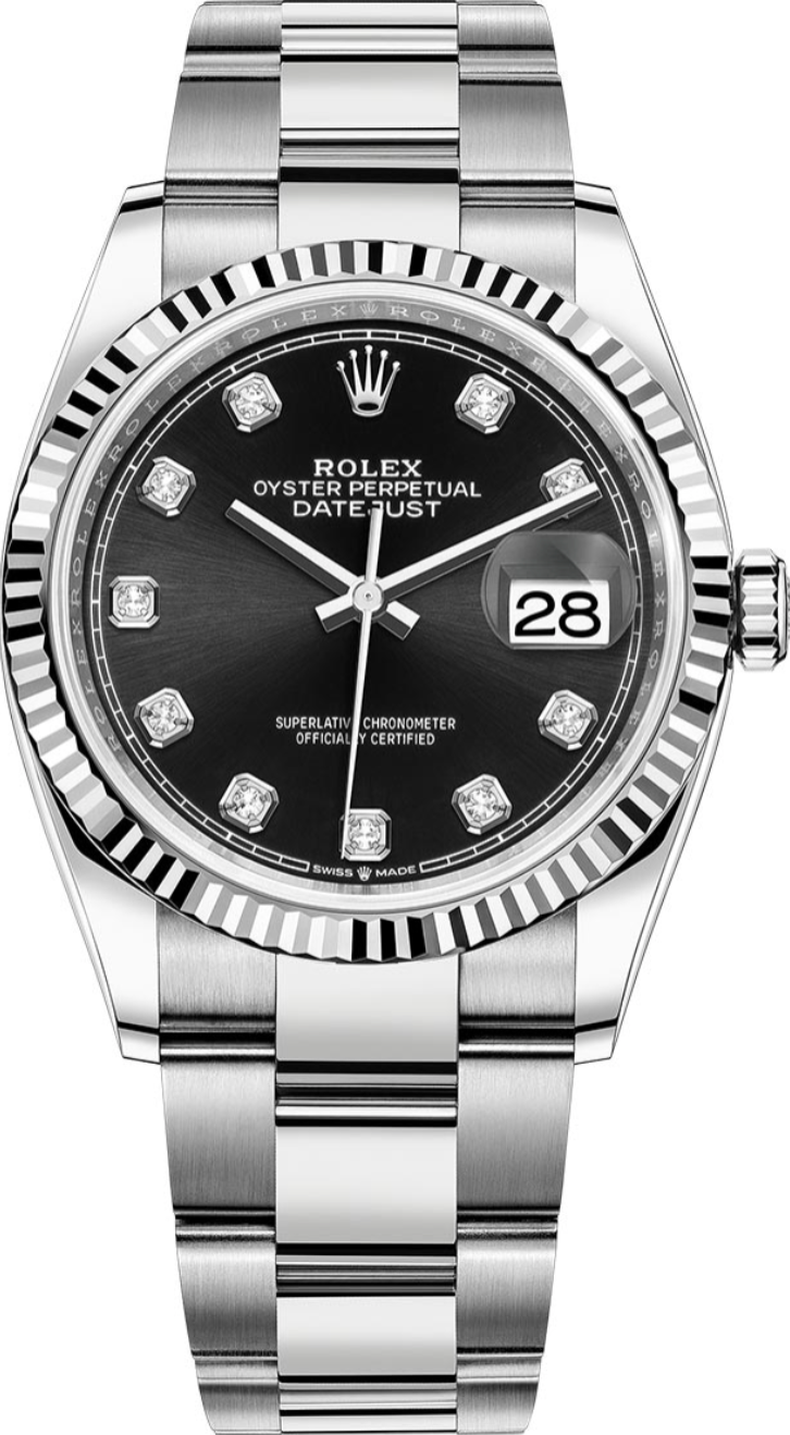 Rolex - Unworn Datejust 36mm Black Diamond Dial Oyster Bracelet 126234