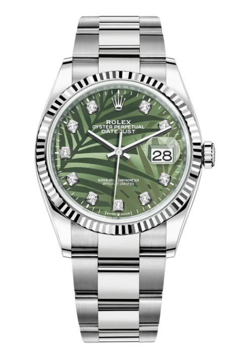 Rolex - Unworn Datejust 36mm Green Palm Motif Diamond Dial Oyster Bracelet 126234