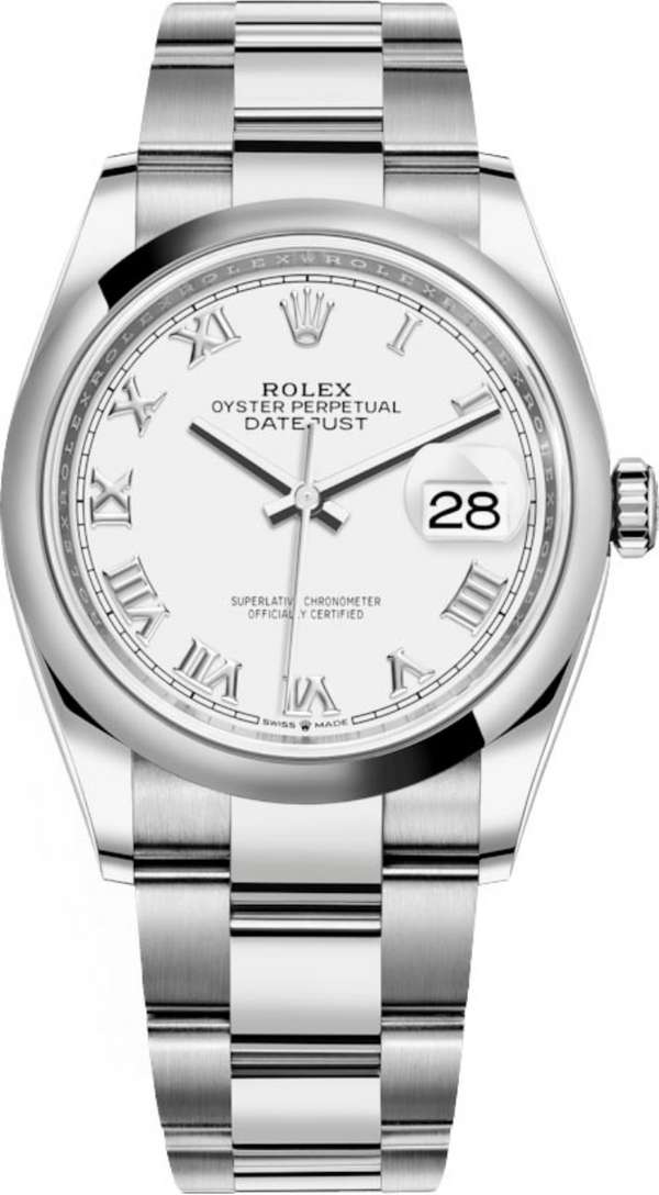 Rolex - Unworn Datejust 36mm White Roman Dial Oyster Bracelet 126200