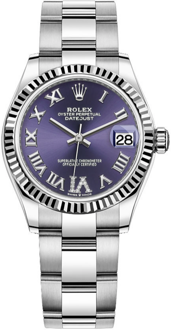 Rolex - Unworn Datejust 31mm Purple Roman Diamond Dial Oyster Bracelet 278274
