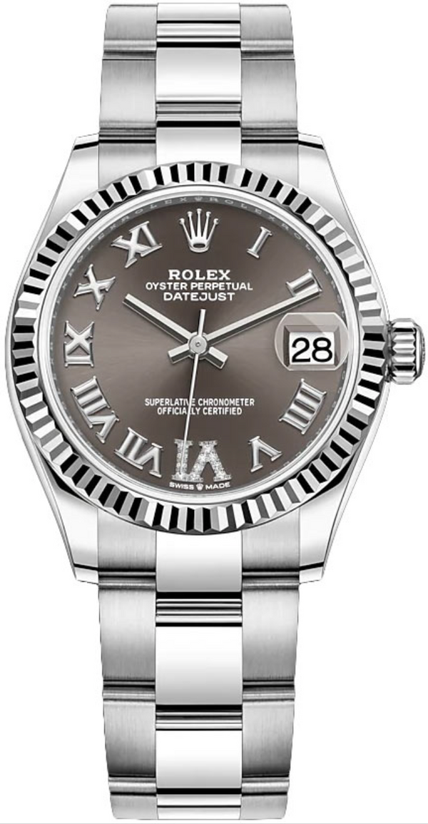 Rolex - Unworn Datejust 31mm Dark Grey Roman Diamond Dial Oyster Bracelet 278274