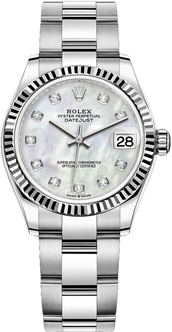 Rolex - Unworn Datejust 31mm Mother of Pearl (MOP) Diamond Dial Oyster Bracelet 278274