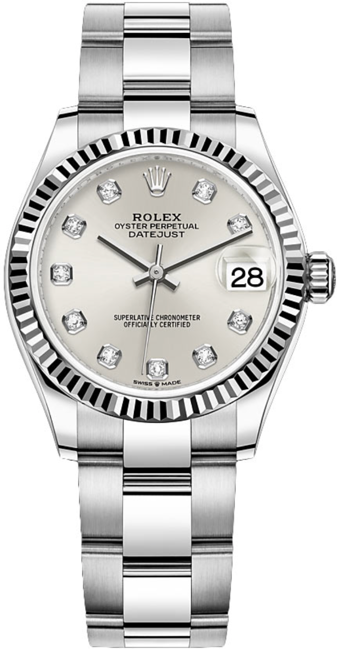 Rolex - Unworn Datejust 31mm Silver Diamond Dial Oyster Bracelet 278274