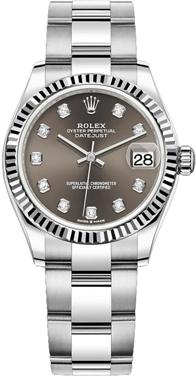 Rolex - Unworn Datejust 31mm Dark Grey Diamond Dial Oyster Bracelet 278274